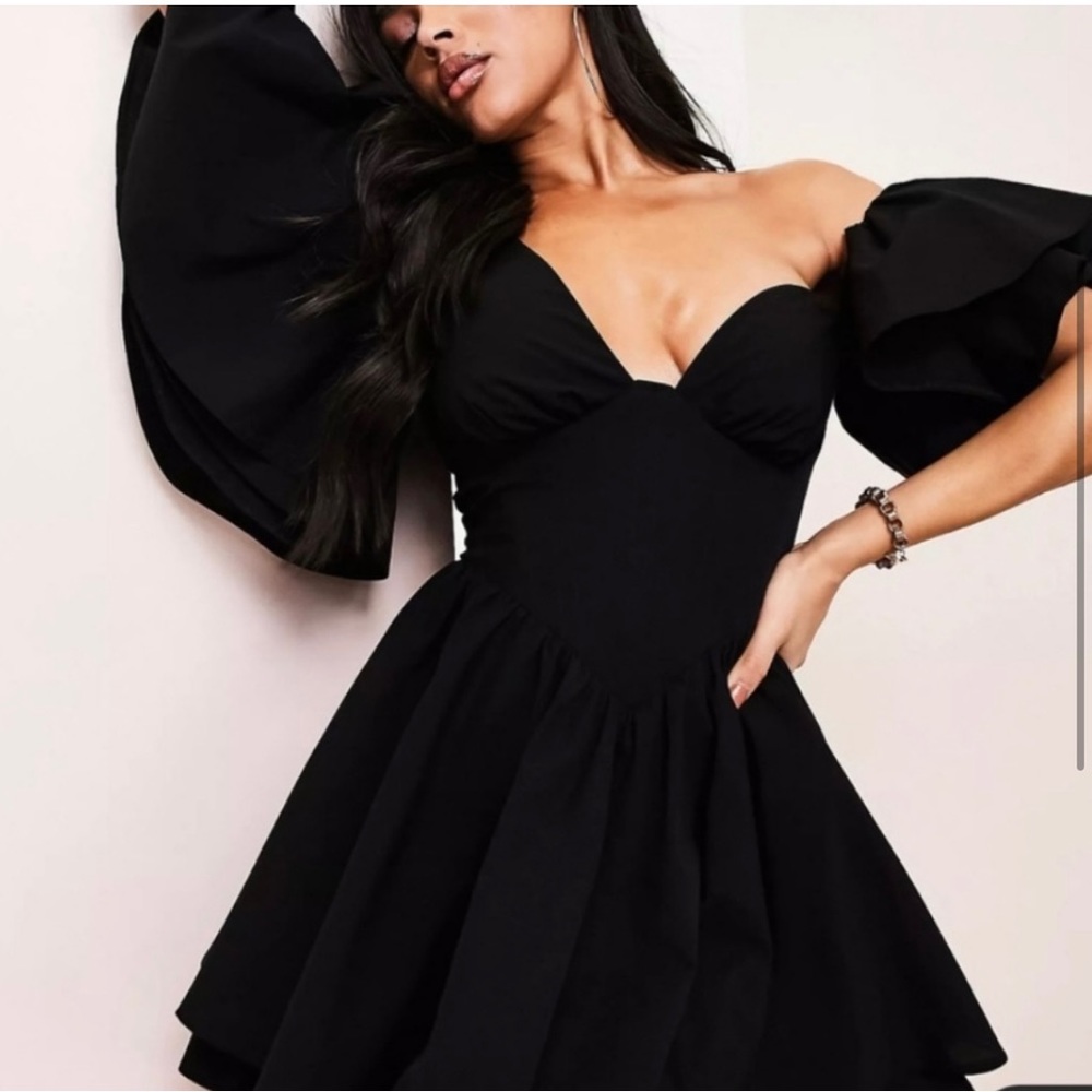 ASOS Luxe black one shoulder dress